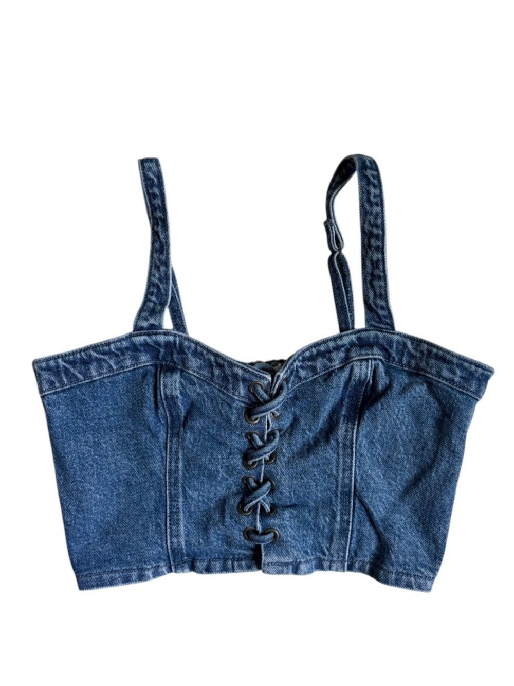 Social Tourist Denim Corset / Bustier Top (Medium Wash) - XS